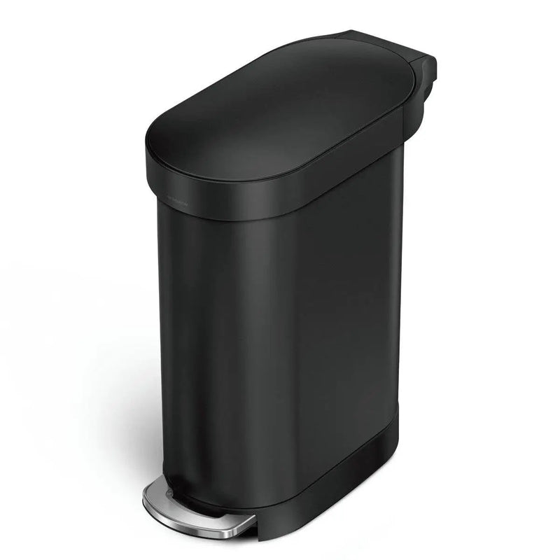 Matte Black 12-Gallon Narrow Kitchen Trash Can with Easy Step-on Lid by HomePacific