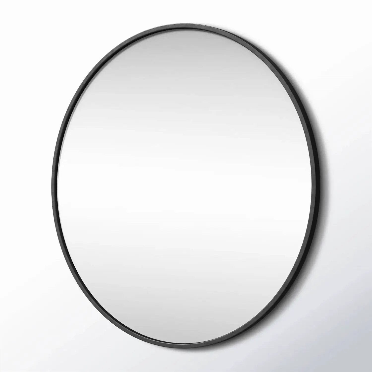 Round 39-inch Wall Mirror in Black - Living Room Bedroom Accent Bathroom Mirror by HomePacific