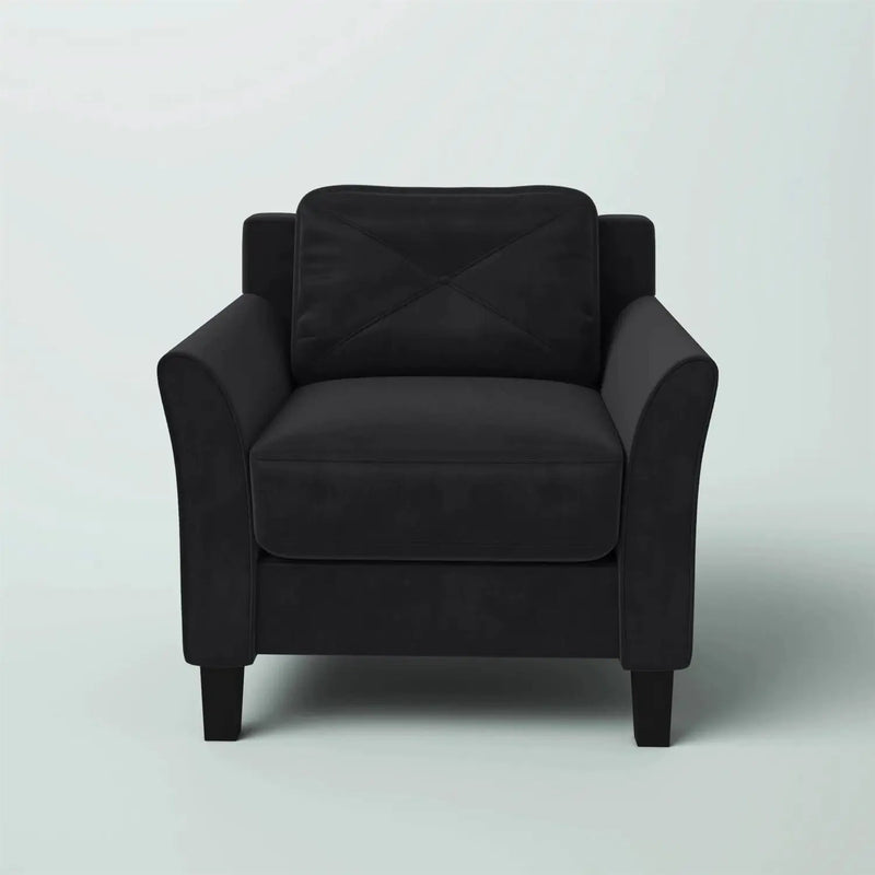Black Microfiber Upholstered Armchair Flared Arm Chair with Tufted Back Cushion by HomePacific