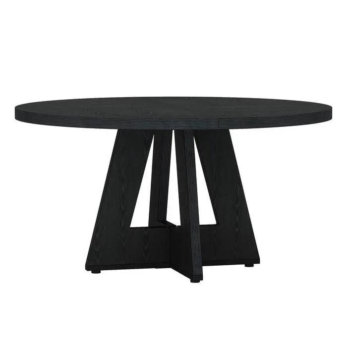 Modern Farmhouse 47-inch Round Kitchen Dining Table in Black Wood Finish by HomePacific