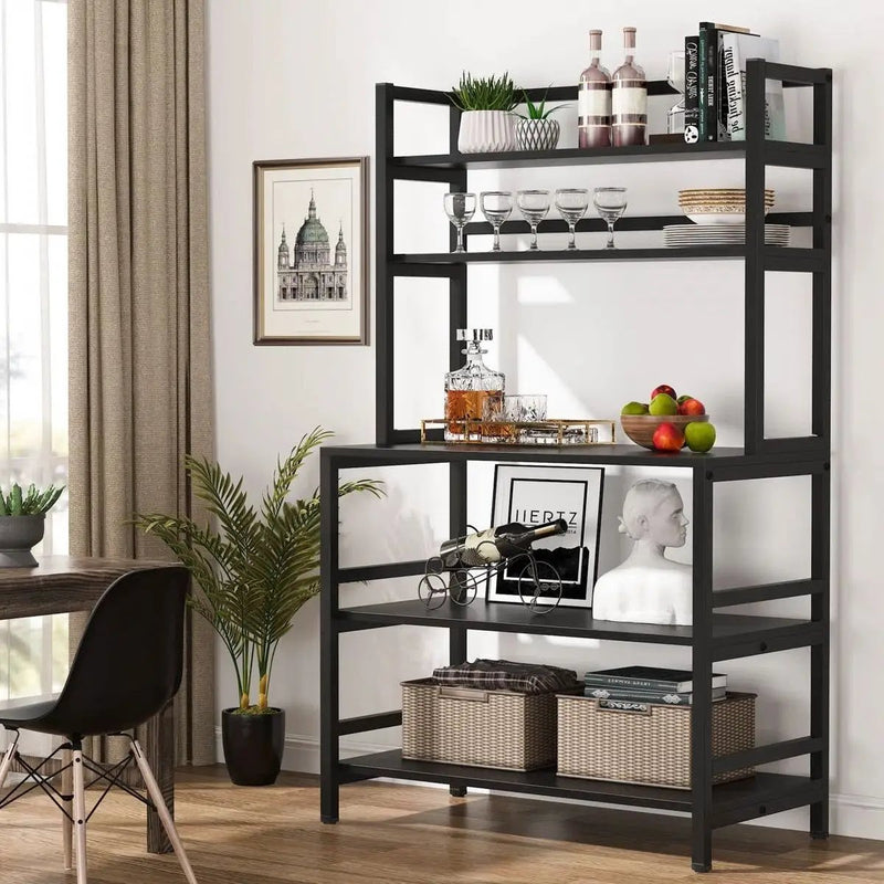 Heavy Duty Black Metal Kitchen Baker's Rack Microwave Stand Shelving Unit by HomePacific