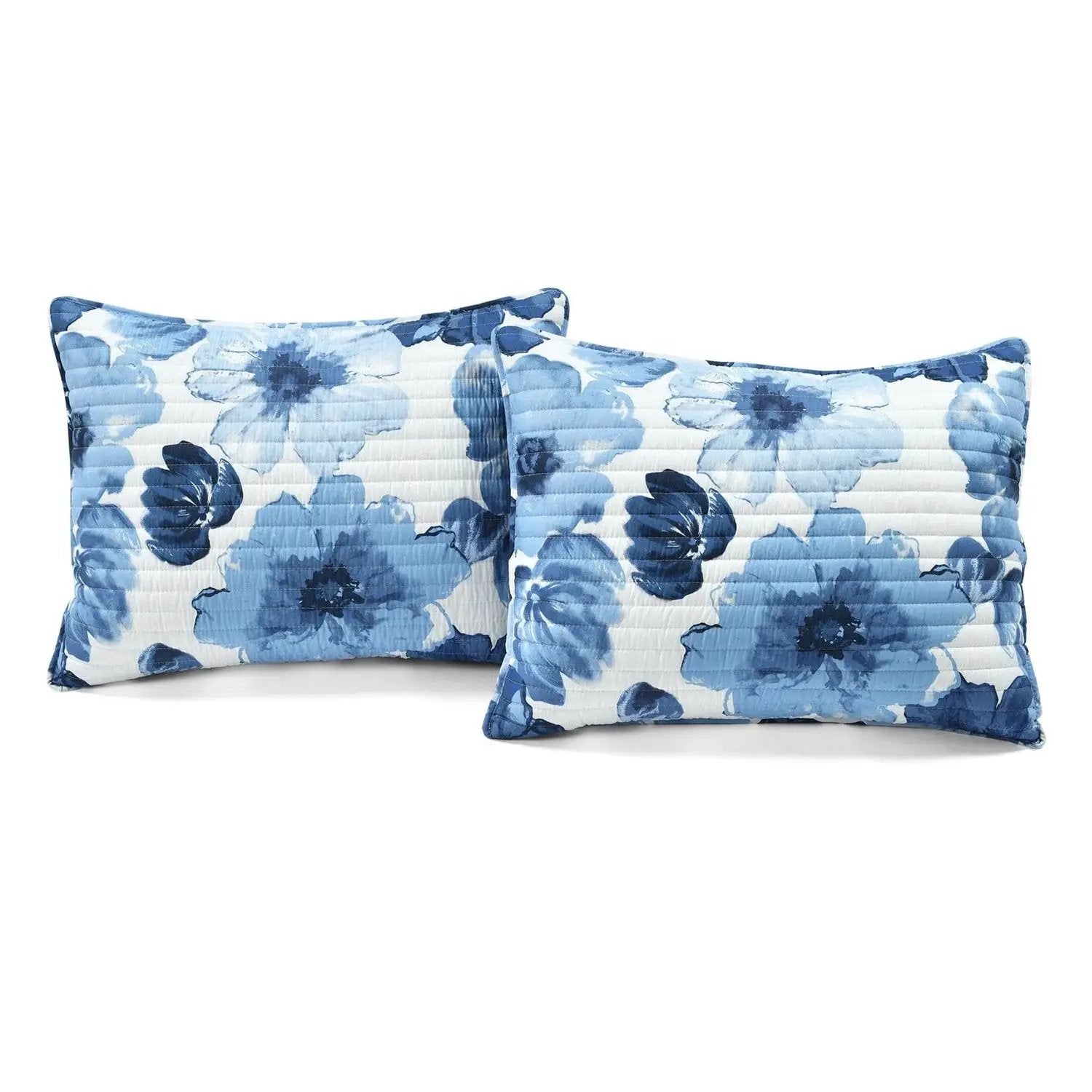 Full/Queen Blue Flowers Lightweight Polyester Microfiber Quilt Set by HomePacific