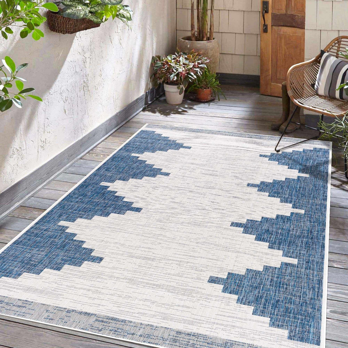 Djugun Navy Indoor & Outdoor Area Rug - Clearance, installed in a room 2