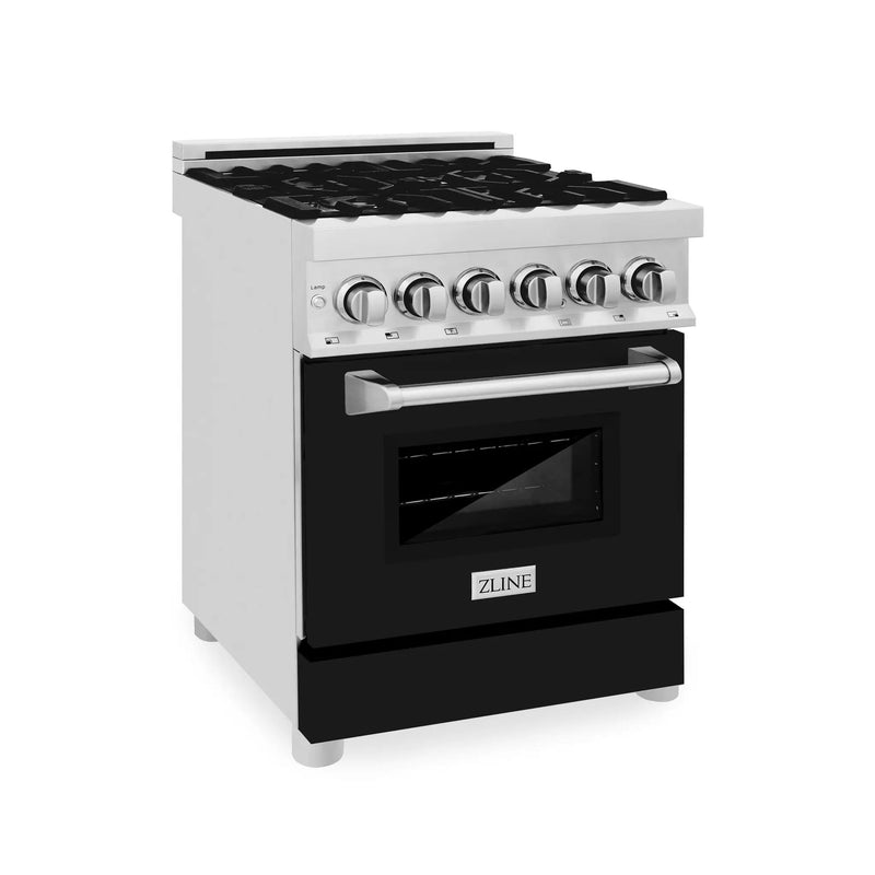 ZLINE 24" Professional Dual Fuel Range, Black Matte door, RA-BLM-24 by Farmhouse Kitchen and Bath