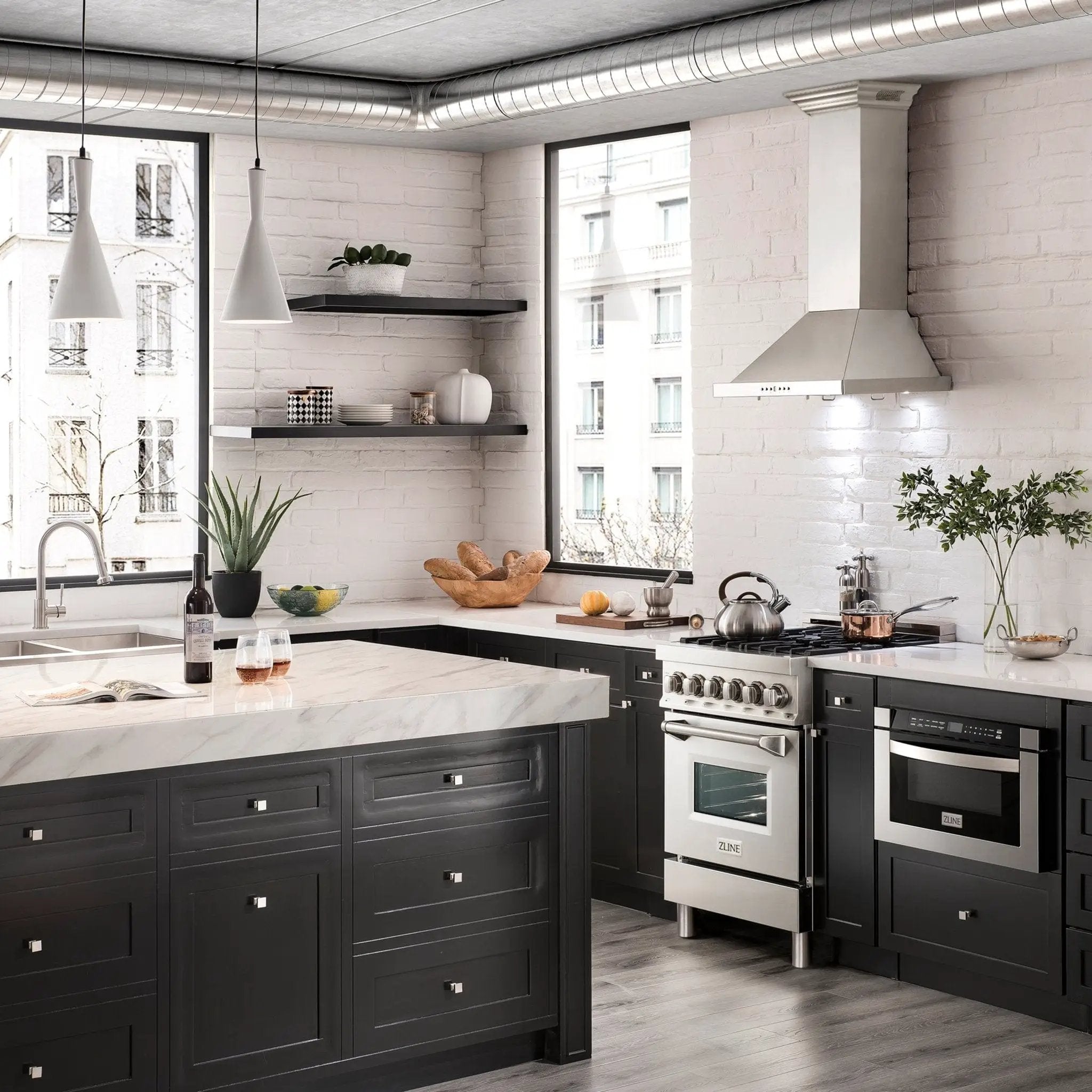 ZLINE 24" Professional Dual Fuel Range, Black Matte door, RA-BLM-24 by Farmhouse Kitchen and Bath