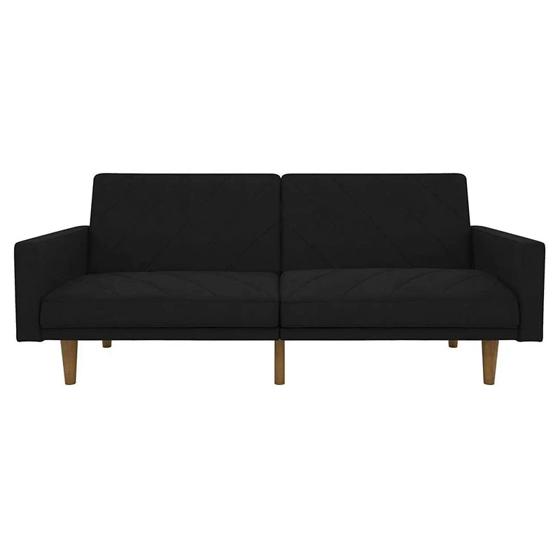 Black Mid-Century Modern Linen Upholstered Sofa Bed with Classic Wood Legs by HomePacific