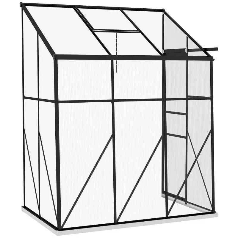 6.3 ft x 4.1 ft Outdoor Polycarbonate Lean-to Greenhouse with Black Metal Frame by HomePacific
