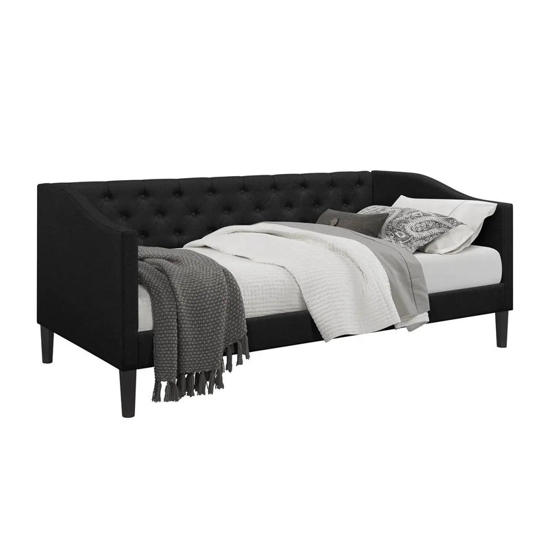 Twin size Modern Black Fabric Upholstered Button-Tufted Daybed by HomePacific