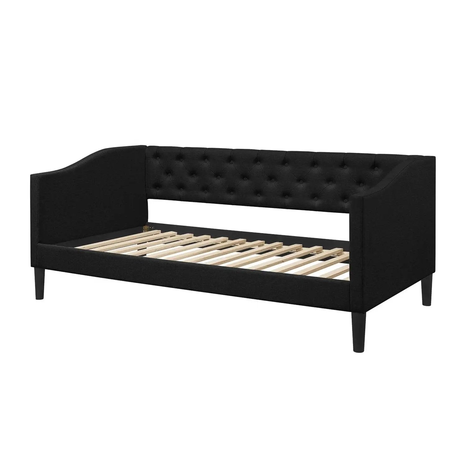 Twin size Modern Black Fabric Upholstered Button-Tufted Daybed by HomePacific