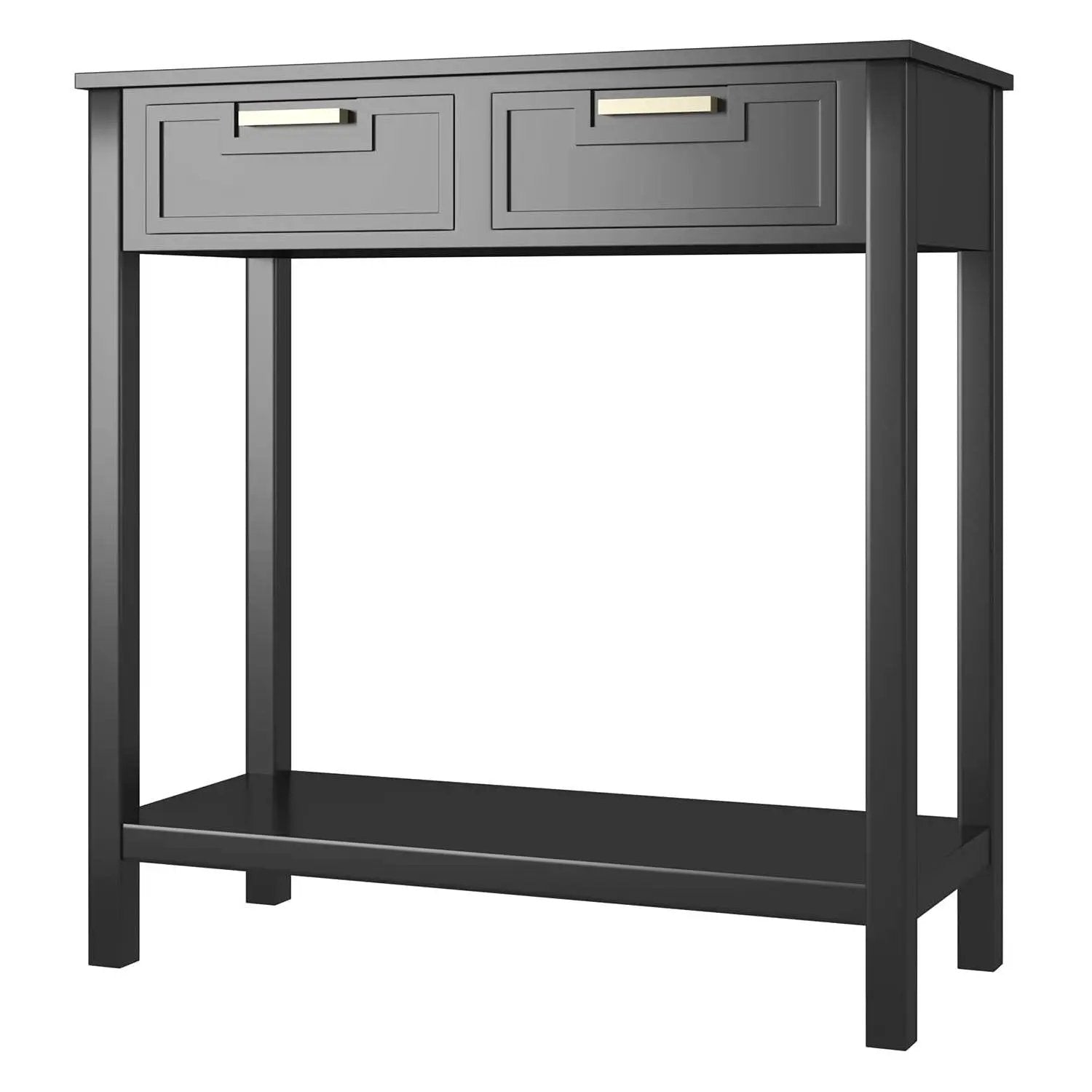 Modern Entryway Accent 2 Drawer Sofa Side Table Black by HomePacific