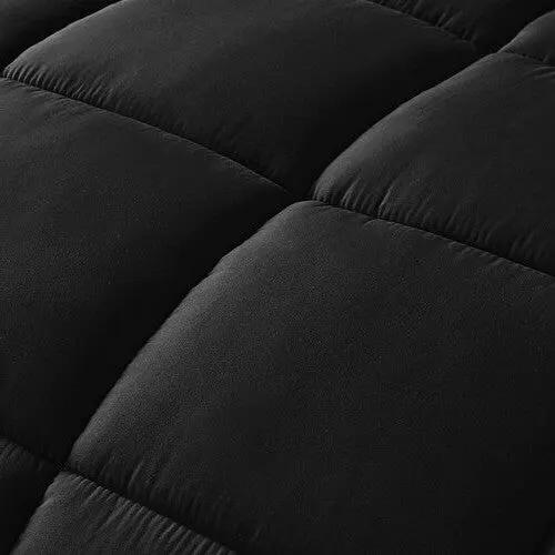 Queen Size Reversible Microfiber Down Alternative Comforter Set in Black by HomePacific
