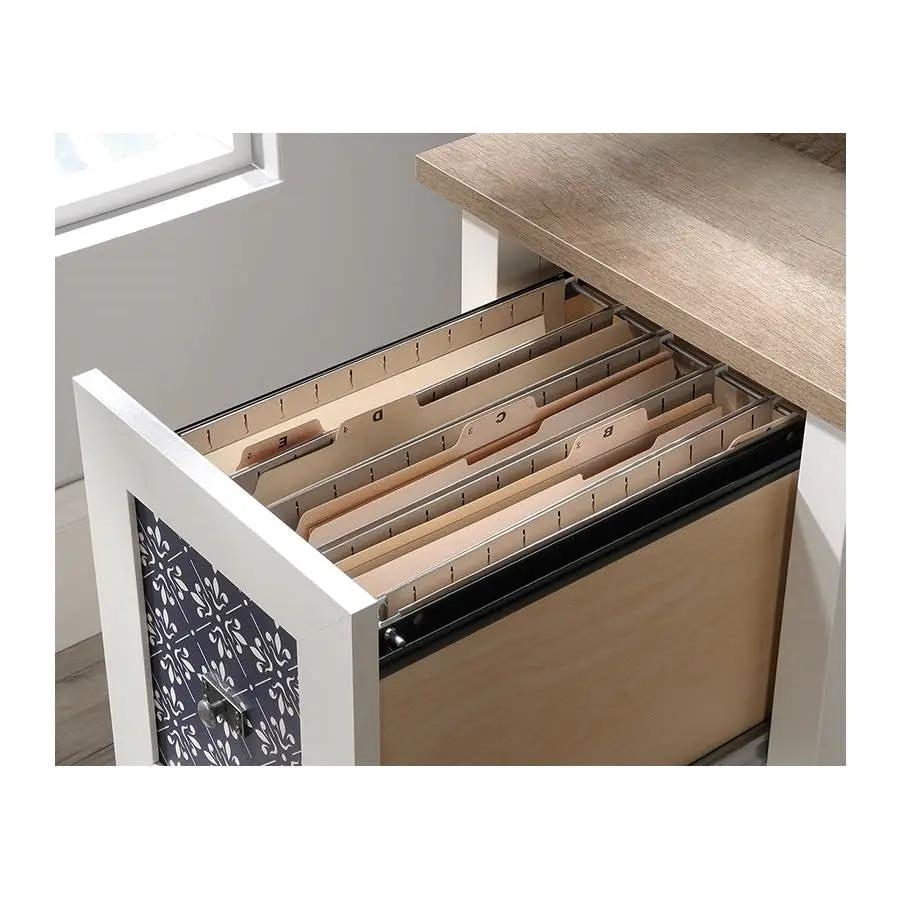 FarmHouse White Blue Oak Top 2 Drawer Office Writing Desk - Made In USA by HomePacific