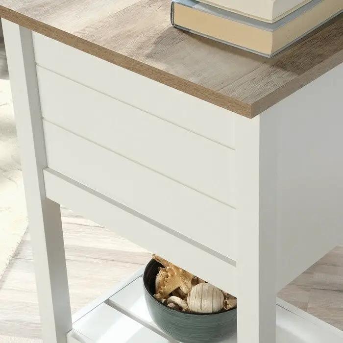 FarmHouse White Blue Oak Top 2 Drawer Office Writing Desk - Made In USA by HomePacific
