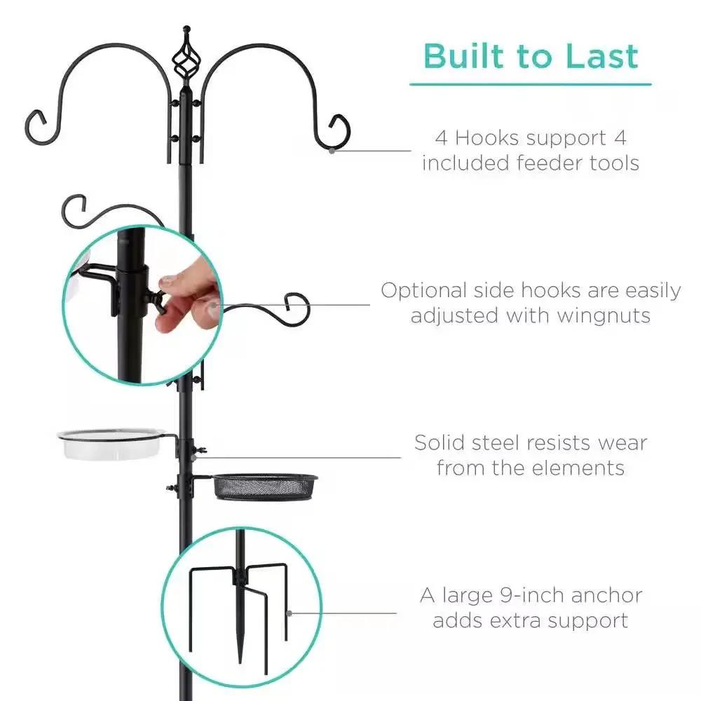 Complete Bird Feeder Set with Black Metal Stand and Bird Feeders by HomePacific