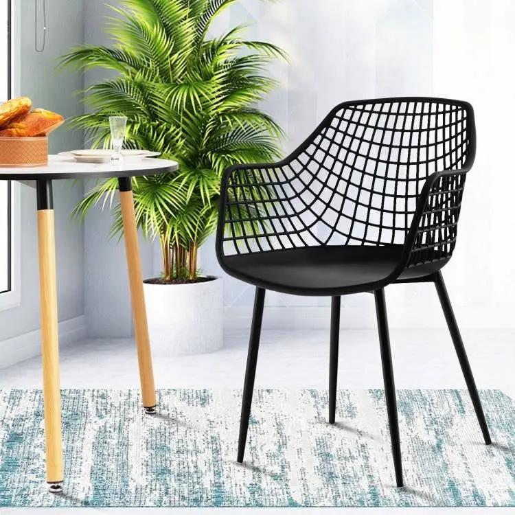 Set of 4 Mid-Century Modern Black Mesh Dining Chair with Ergonomic Backrest by HomePacific