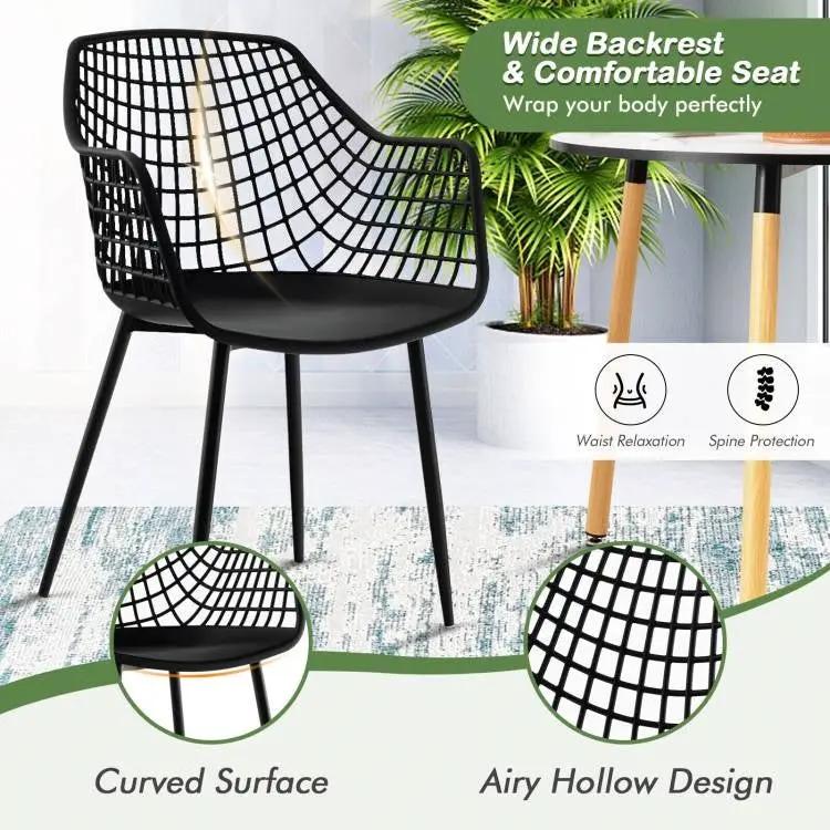 Set of 4 Mid-Century Modern Black Mesh Dining Chair with Ergonomic Backrest by HomePacific