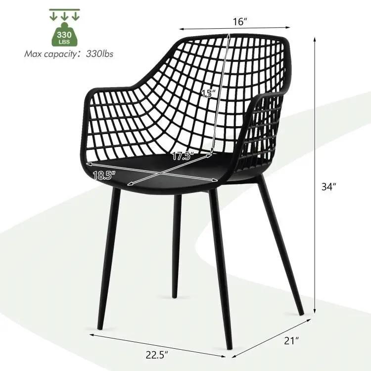 Set of 4 Mid-Century Modern Black Mesh Dining Chair with Ergonomic Backrest by HomePacific