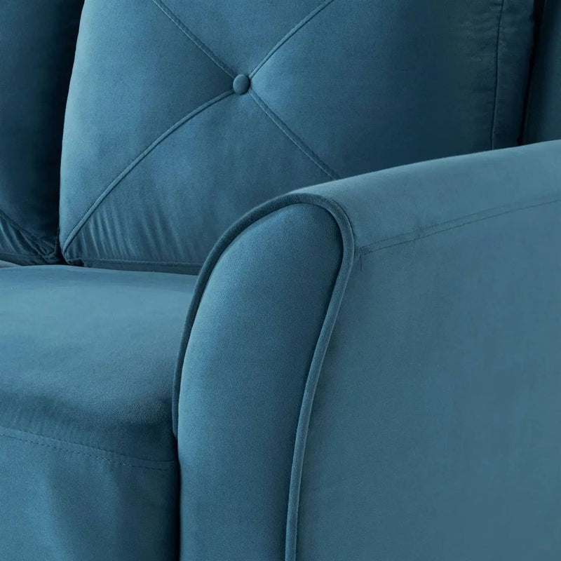 Blue Microfiber Upholstered Armchair Flared Arm Chair with Tufted Back Cushion by HomePacific