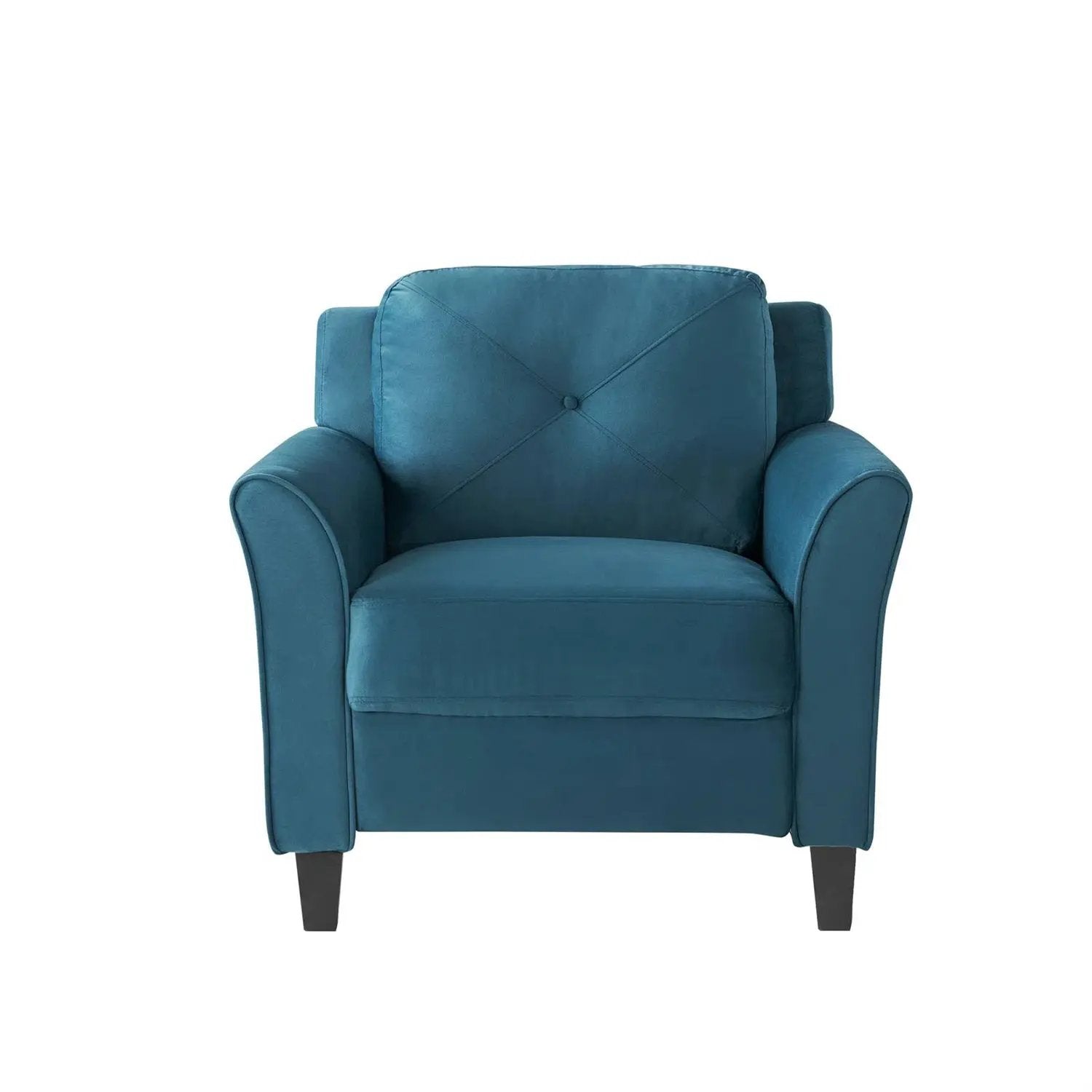 Blue Microfiber Upholstered Armchair Flared Arm Chair with Tufted Back Cushion by HomePacific