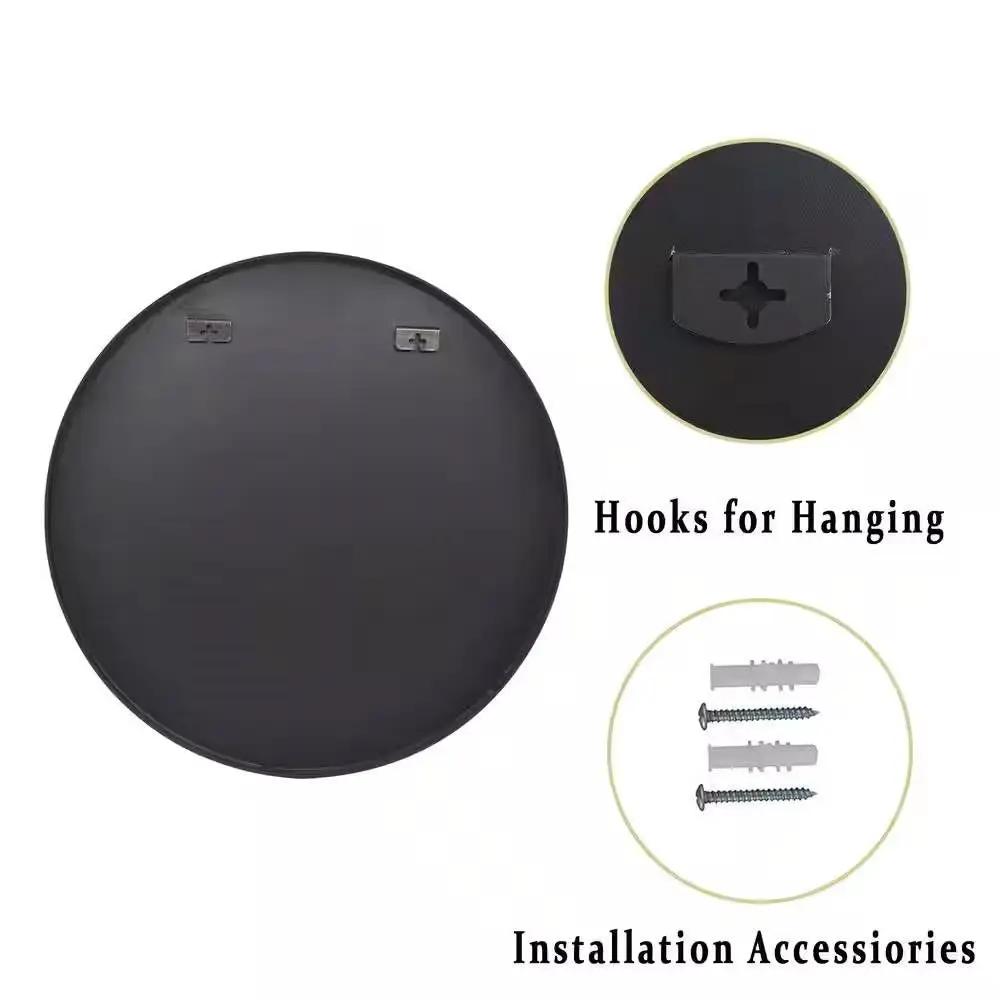 Round 30-inch Circular Bathroom Wall Mirror with Black Frame by HomePacific