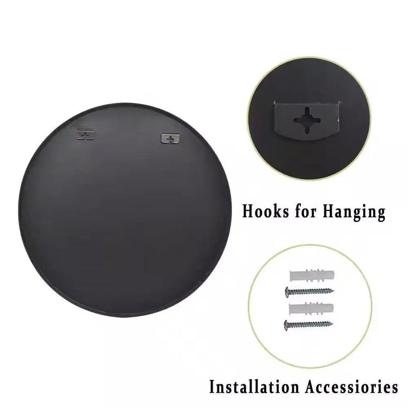 Round 30-inch Circular Bathroom Wall Mirror with Black Frame by HomePacific