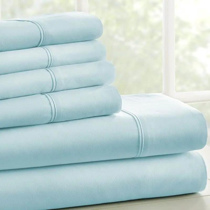 Twin size Aqua 4 Piece Wrinkle Resistant Microfiber Polyester Sheet Set by HomePacific