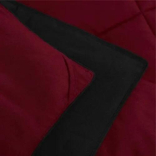 Twin/Twin XL Traditional Microfiber Reversible 3 Piece Comforter Set in Black/Maroon by HomePacific