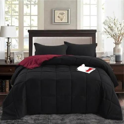 Twin/Twin XL Traditional Microfiber Reversible 3 Piece Comforter Set in Black/Maroon by HomePacific