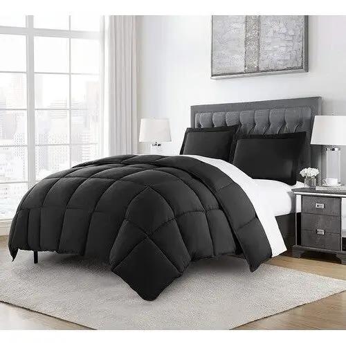 Twin Size Reversible Microfiber Down Alternative Comforter Set in Black by HomePacific