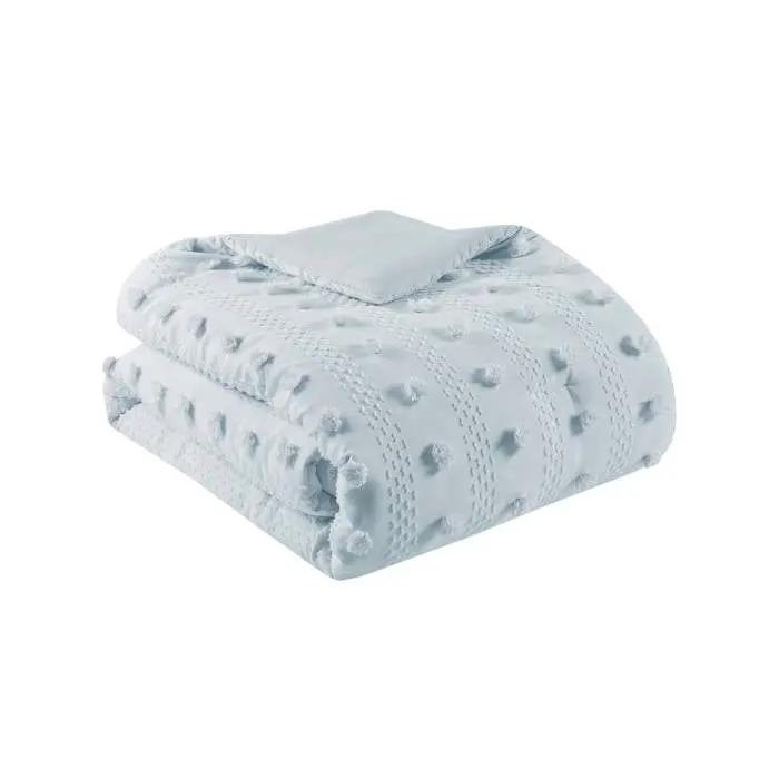 Twin/Twin XL 2-Piece Blue Pompom Microfiber Hypoallergenic Comforter Set by HomePacific