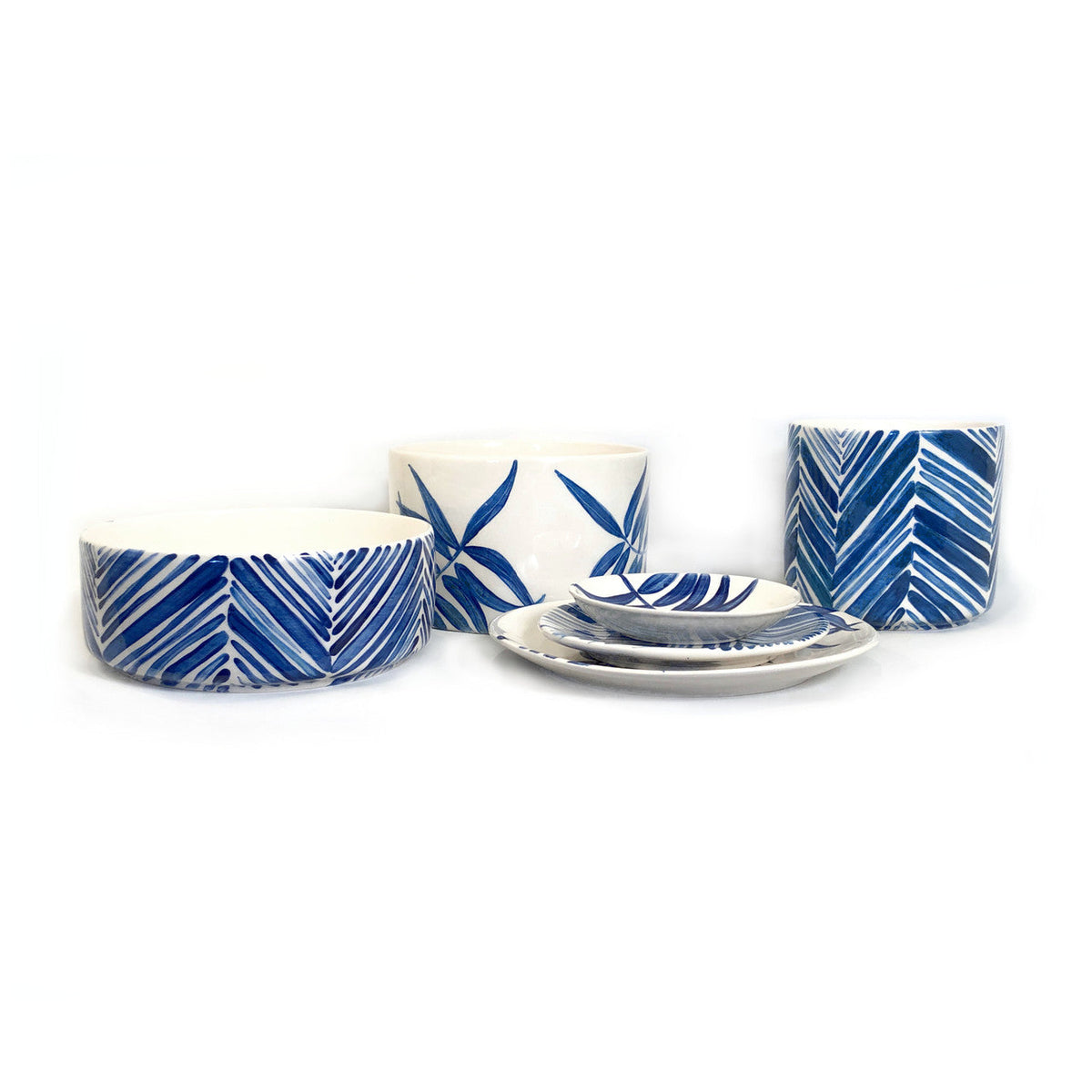 Cylinder Serving Bowl - Blue Floating Leaves, photo 5 of 5