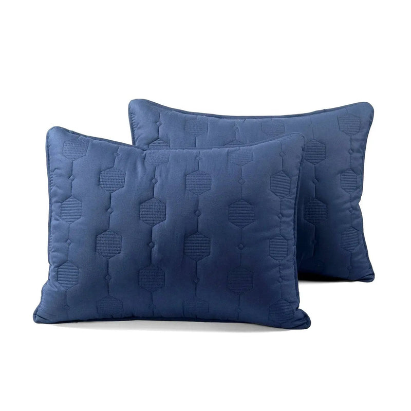 King/California King size Lightweight Blue Textured Cotton 3 Piece Quilt Set by HomePacific
