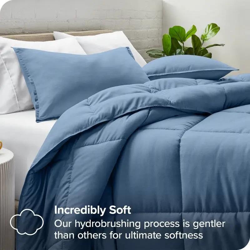 King/Cal King Size All Season Super Soft Down Alternative Comforter Set Blue by HomePacific