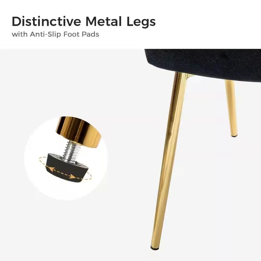Black Velvet Upholstered Wingback Accent Side Chair w/ Gold Metal Legs by HomePacific