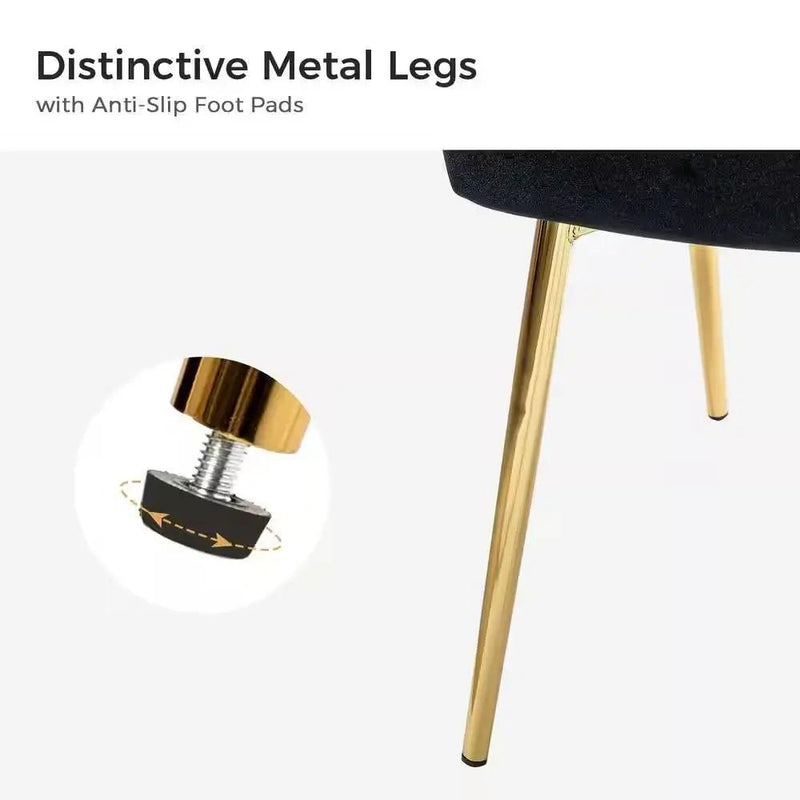 Black Velvet Upholstered Wingback Accent Side Chair w/ Gold Metal Legs by HomePacific