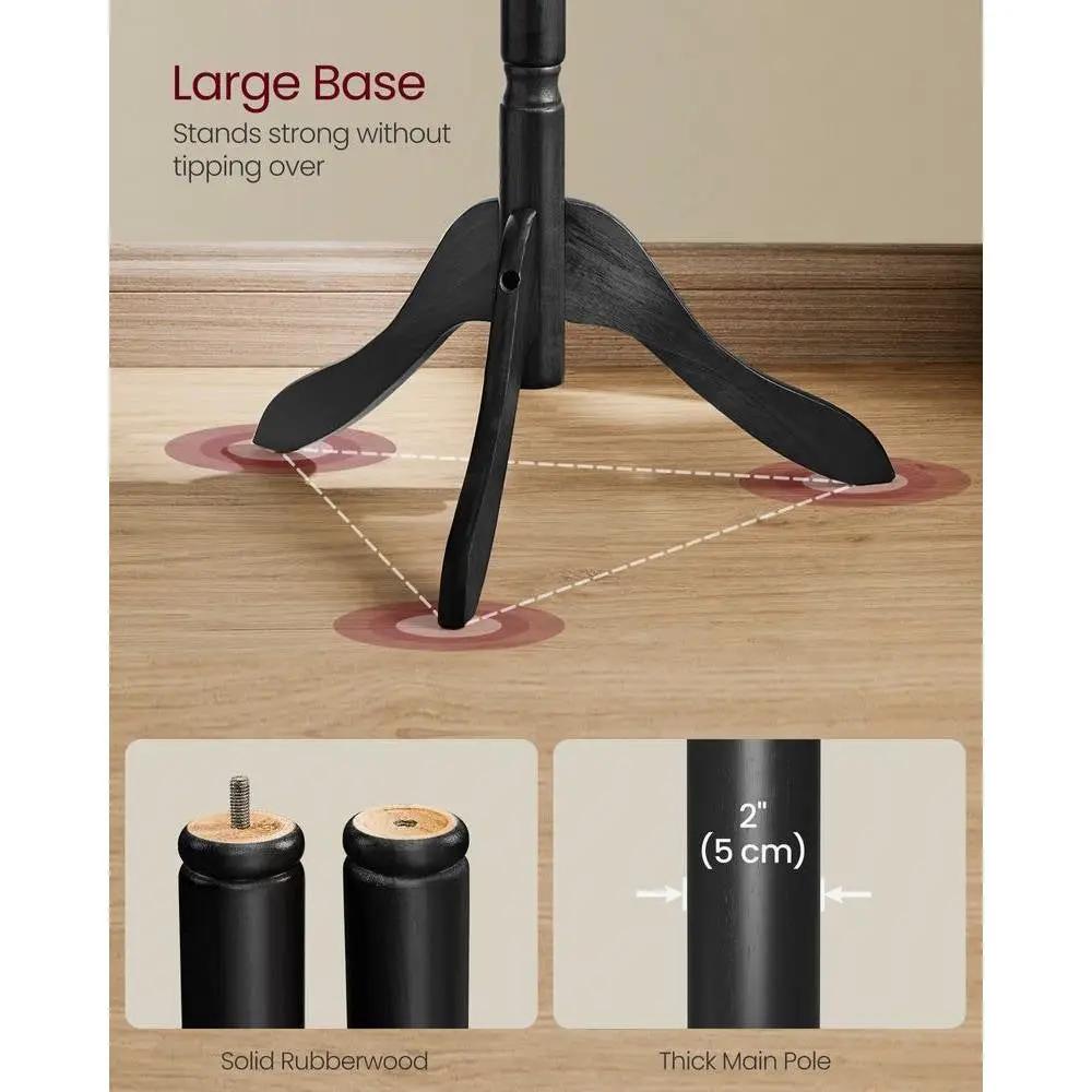 Solid Wood Coat Rack with 10 Hooks in Black Finish by HomePacific