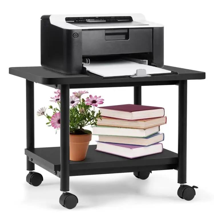 Black Multipurpose 2-Tiered Mobile Wheeled Printer Cart Stand by HomePacific