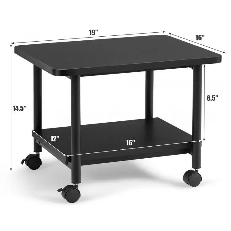 Black Multipurpose 2-Tiered Mobile Wheeled Printer Cart Stand by HomePacific