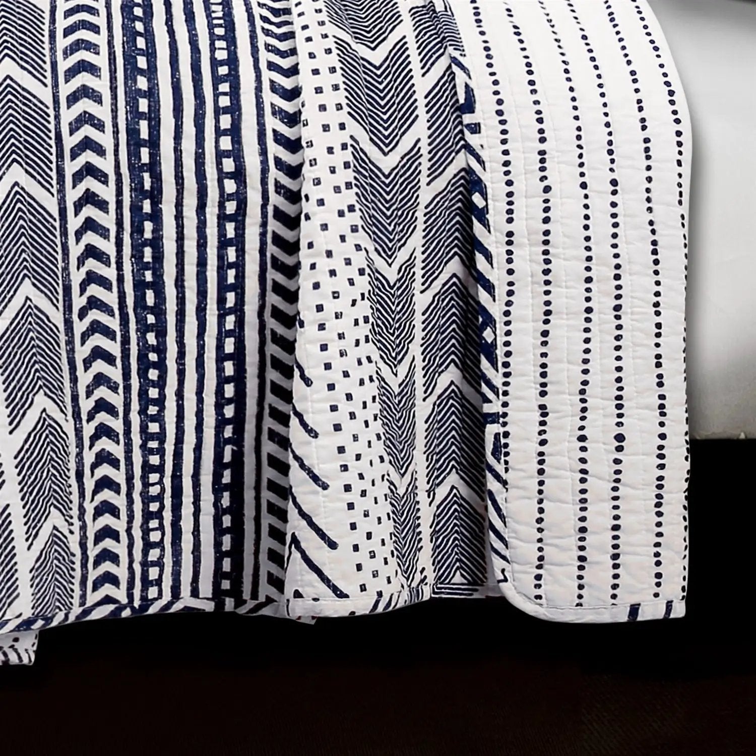 3 Piece Scandinavian Blue White Reversible Cotton Set in Full/Queen by HomePacific