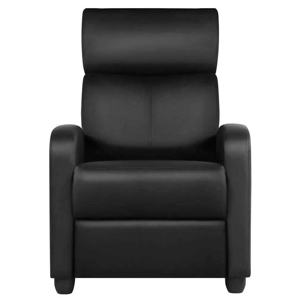 Black High-Density Faux Leather Push Back Recliner Chair by HomePacific