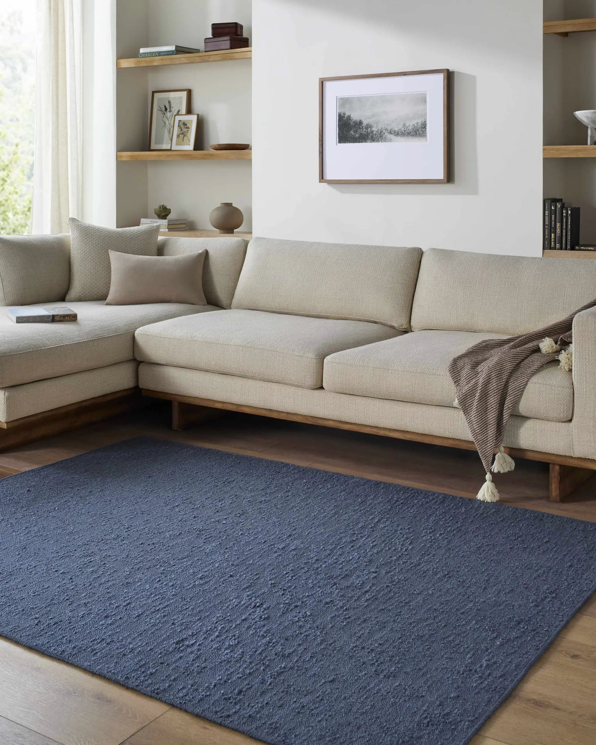 Breena Indigo Washable Area Rug, installed in a room