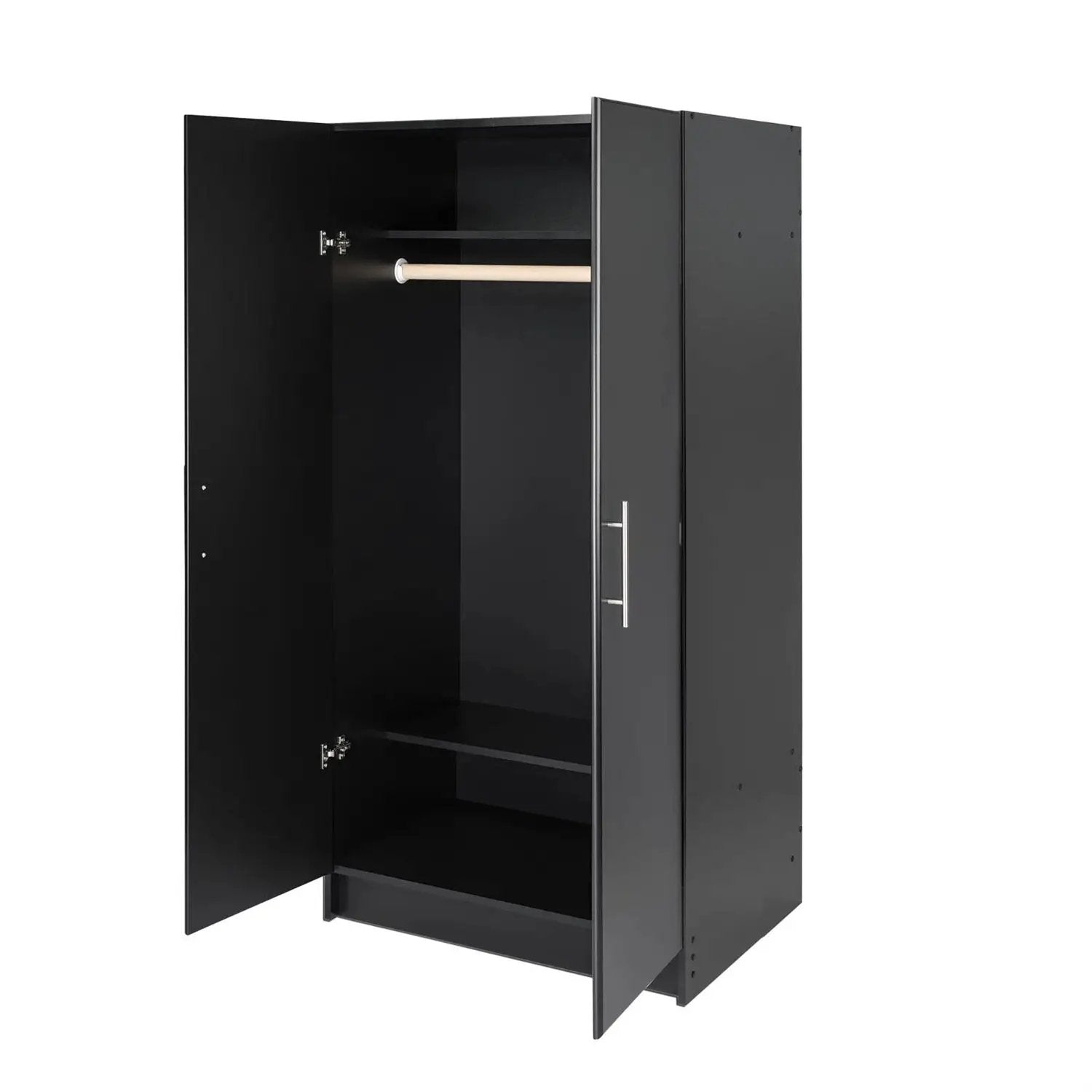 Bedroom Armoire Wardrobe Cabinet with Hanging Rail in Black Wood Finish by HomePacific