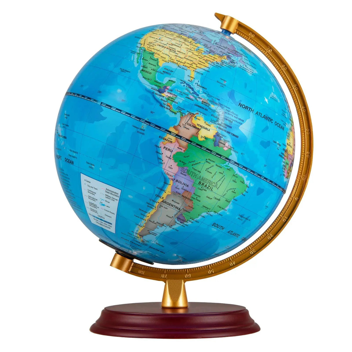 8 Inch Illuminated World Globe Night Light up Globe Lamp with Wooden Stand and HD Map, photo 6 of 16