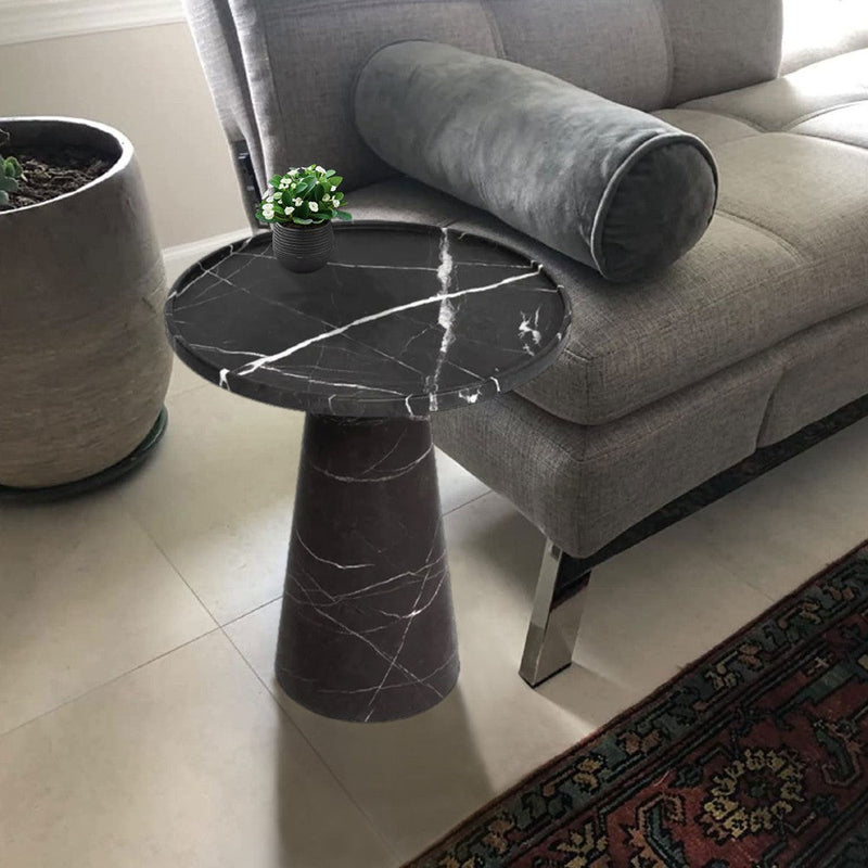 Natural Stone Mushroom Design Side/End Table (H)21" (D)15" by GobekDesign
