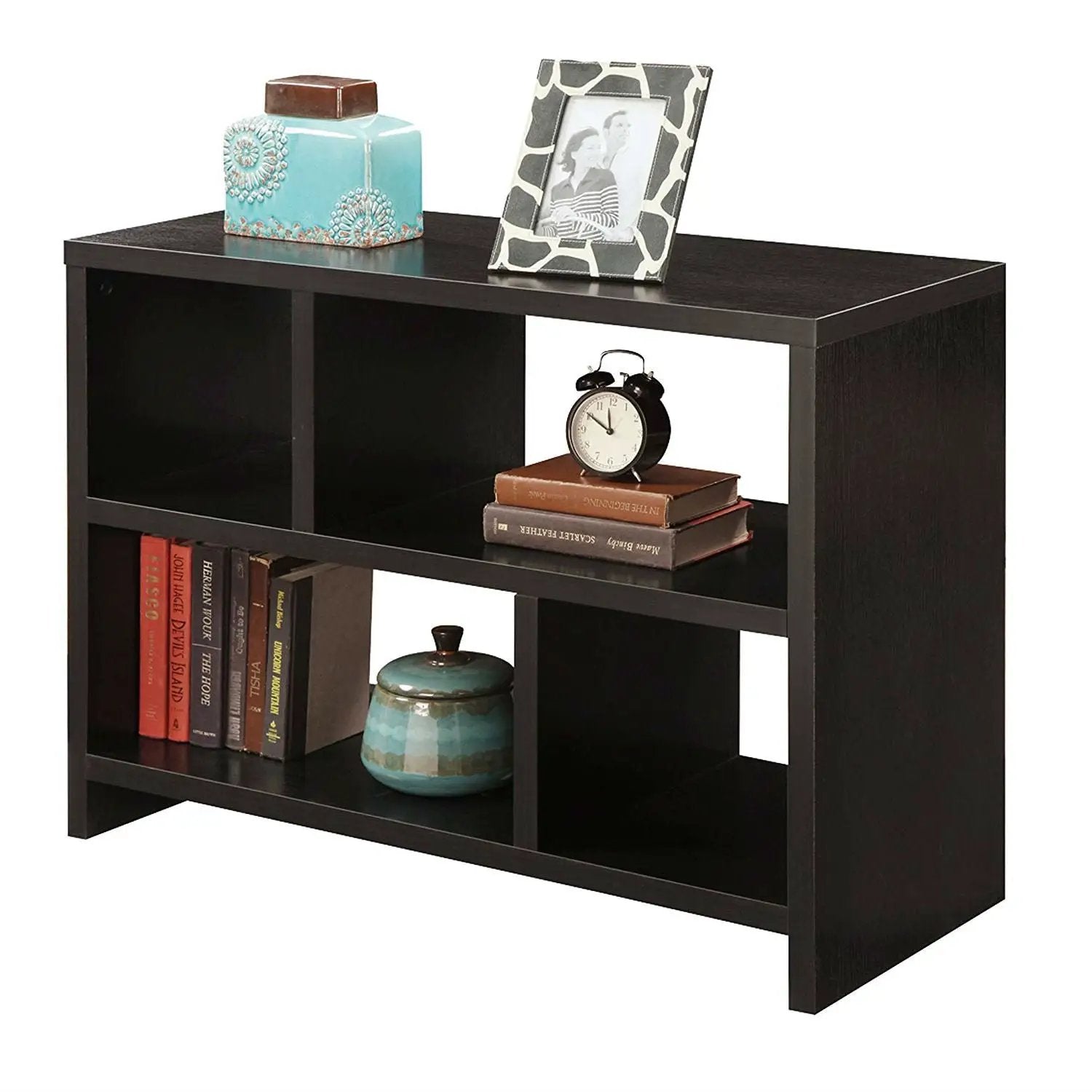 Modern 2-Shelf Bookcase Console Table in Espresso Wood Finish by HomePacific