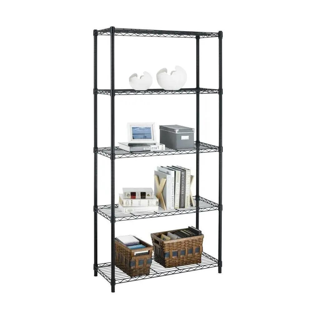 Black Metal 5-Shelf Heavy Duty Shelving Unit Storage Rack by HomePacific