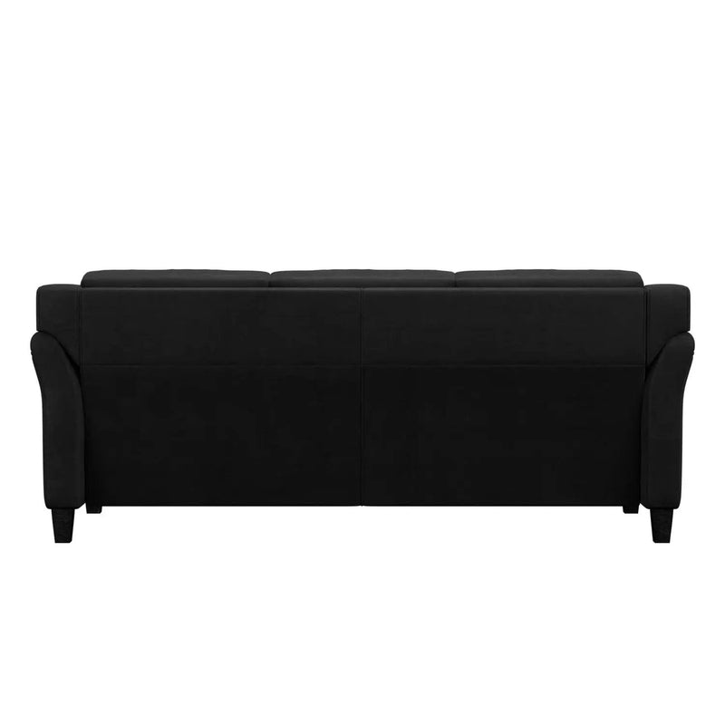 Modern 3-Seater Black Microfiber Upholstered Sofa by HomePacific