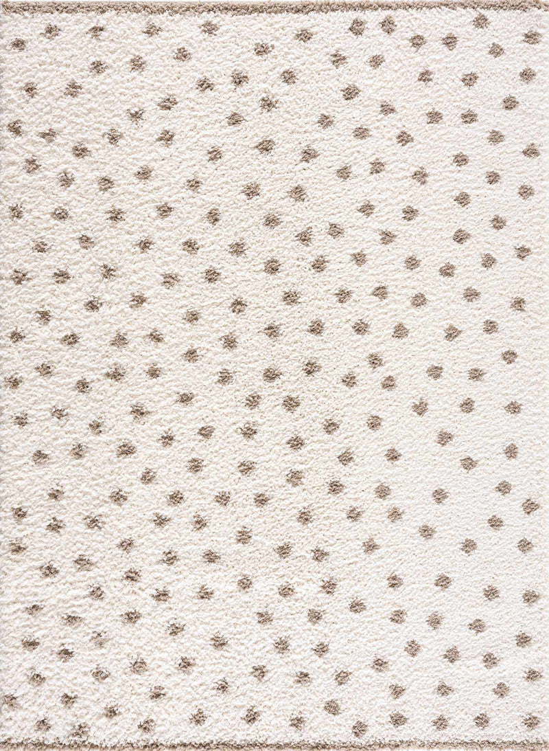 Chaia Dotted Cream & Brown Plush Rug by Boutique Rugs