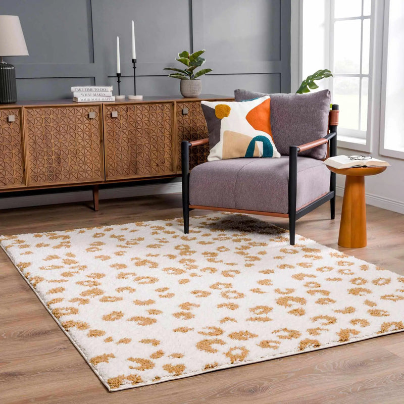 Altin Leopard Print White Area Rug by Hauteloom