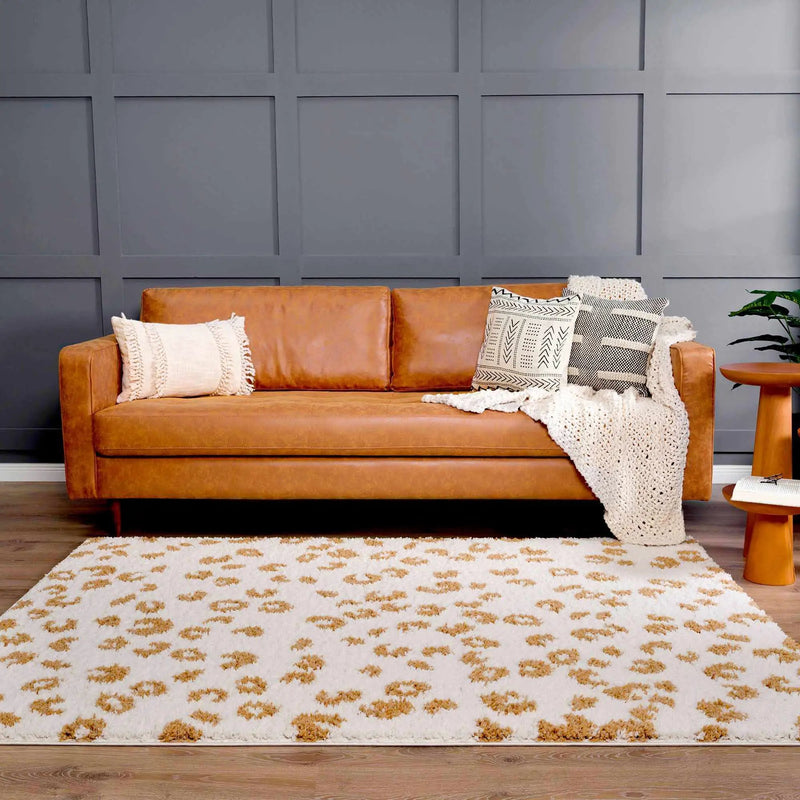Altin Leopard Print White Area Rug by Hauteloom
